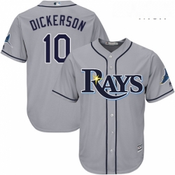 Mens Majestic Tampa Bay Rays 10 Corey Dickerson Replica Grey Road Cool Base MLB Jersey