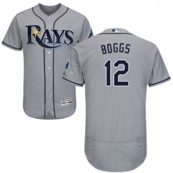 Mens Majestic Tampa Bay Rays 12 Wade Boggs Grey Road Flex Base Authentic Collection MLB Jersey