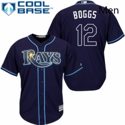 Mens Majestic Tampa Bay Rays 12 Wade Boggs Replica Navy Blue Alternate Cool Base MLB Jersey