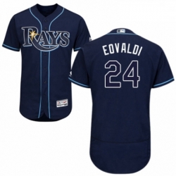 Mens Majestic Tampa Bay Rays 24 Nathan Eovaldi Navy Blue Alternate Flex Base Authentic Collection MLB Jersey