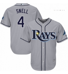 Mens Majestic Tampa Bay Rays 4 Blake Snell Replica Grey Road Cool Base MLB Jersey 