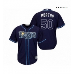 Mens Tampa Bay Rays 50 Charlie Morton Replica Navy Blue Alternate Cool Base Baseball Jersey 