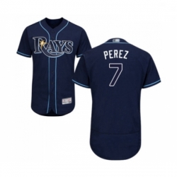 Mens Tampa Bay Rays 7 Michael Perez Navy Blue Alternate Flex Base Authentic Collection Baseball Jersey