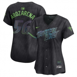 Women Tampa Bay Rays 56 Randy Arozarena Charcoal 2024 City Connect Limited Stitched