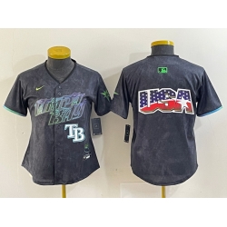 Women Tampa Bay Rays Team Big Logo Charcoal 2024 City Connect Limited Stitched Baseball JerseyS 2