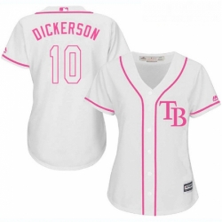 Womens Majestic Tampa Bay Rays 10 Corey Dickerson Replica White Fashion Cool Base MLB Jersey