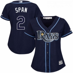 Womens Majestic Tampa Bay Rays 2 Denard Span Authentic Navy Blue Alternate Cool Base MLB Jersey 