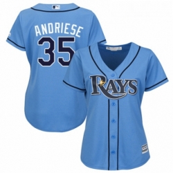 Womens Majestic Tampa Bay Rays 35 Matt Andriese Replica Light Blue Alternate 2 Cool Base MLB Jersey 