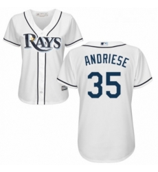 Womens Majestic Tampa Bay Rays 35 Matt Andriese Replica White Home Cool Base MLB Jersey 