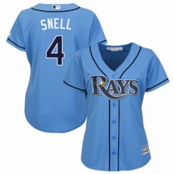 Womens Majestic Tampa Bay Rays 4 Blake Snell Replica Light Blue Alternate 2 Cool Base MLB Jersey 