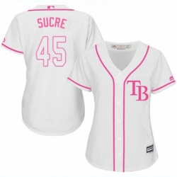 Womens Majestic Tampa Bay Rays 45 Jesus Sucre Replica White Fashion Cool Base MLB Jersey 