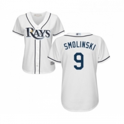 Womens Tampa Bay Rays 9 Jake Smolinski Replica White Home Cool Base Baseball Jersey 