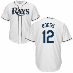 Youth Majestic Tampa Bay Rays 12 Wade Boggs Authentic White Home Cool Base MLB Jersey