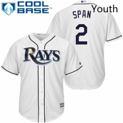 Youth Majestic Tampa Bay Rays 2 Denard Span Authentic White Home Cool Base MLB Jersey 