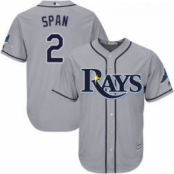 Youth Majestic Tampa Bay Rays 2 Denard Span Replica Grey Road Cool Base MLB Jersey 