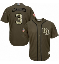 Youth Majestic Tampa Bay Rays 3 Evan Longoria Authentic Green Salute to Service MLB Jersey