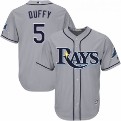 Youth Majestic Tampa Bay Rays 5 Matt Duffy Authentic Grey Road Cool Base MLB Jersey