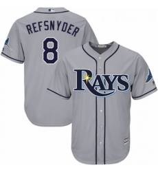 Youth Majestic Tampa Bay Rays 8 Rob Refsnyder Replica Grey Road Cool Base MLB Jersey 