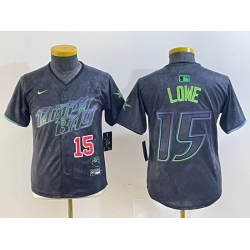 Youth Tampa Bay Rays 15 Josh Lowe Charcoal 2024 City Connect Limited Stitched Baseball Jersey  4