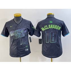 Youth Tampa Bay Rays 18 Shane McClanahan Charcoal 2024 City Connect Limited Stitched Baseball Jersey 5
