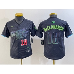Youth Tampa Bay Rays 18 Shane McClanahan Charcoal 2024 City Connect Limited Stitched Baseball Jersey