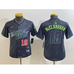 Youth Tampa Bay Rays 18 Shane McClanahan Charcoal 2024 City Connect Limited jerseys 1