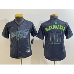 Youth Tampa Bay Rays 18 Shane McClanahan Charcoal 2024 City Connect Limited jerseys 4