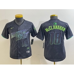 Youth Tampa Bay Rays 18 Shane McClanahan Charcoal 2024 City Connect Limited jerseys 5