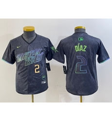 Youth Tampa Bay Rays 2 Yandy Diaz Charcoal 2024 City Connect Limited Stitched Baseball Jersey 1