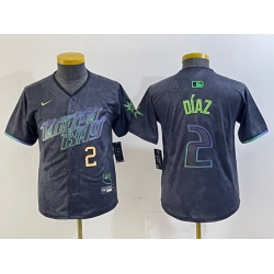Youth Tampa Bay Rays 2 Yandy Diaz Charcoal 2024 City Connect Limited Stitched Baseball Jersey 1