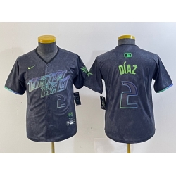 Youth Tampa Bay Rays 2 Yandy Diaz Charcoal 2024 City Connect Limited Stitched Baseball Jersey 5