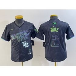Youth Tampa Bay Rays 2 Yandy Diaz Charcoal 2024 City Connect Limited Stitched Baseball Jersey