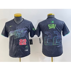 Youth Tampa Bay Rays 22 Jose Siri Charcoal 2024 City Connect Limited Stitched Baseball Jersey 3