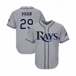 Youth Tampa Bay Rays 29 Tommy Pham Replica Grey Road Cool Base Baseball Jersey 