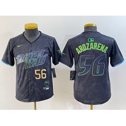 Youth Tampa Bay Rays 56 Randy Arozarena Charcoal 2024 City Connect Limited Stitched Baseball Jersey 7