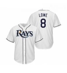 Youth Tampa Bay Rays 8 Brandon Lowe Replica White Home Cool Base Baseball Jersey 