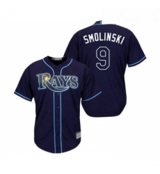 Youth Tampa Bay Rays 9 Jake Smolinski Replica Navy Blue Alternate Cool Base Baseball Jersey 