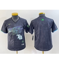 Youth Tampa Bay Rays Team Big Logo Charcoal 2024 City Connect Limited Stitched Baseball JerseyS 1