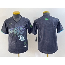 Youth Tampa Bay Rays Team Big Logo Charcoal 2024 City Connect Limited Stitched Baseball JerseyS 1