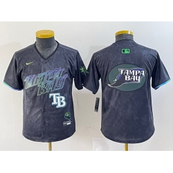 Youth Tampa Bay Rays Team Big Logo Charcoal 2024 City Connect Limited Stitched Baseball JerseyS 2