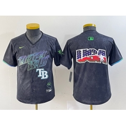 Youth Tampa Bay Rays Team Big Logo Charcoal 2024 City Connect Limited Stitched Baseball JerseyS 3