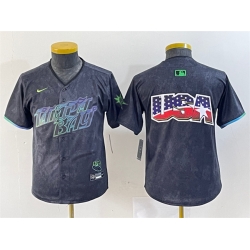 Youth Tampa Bay Rays Team Big Logo Charcoal 2024 City Connect Limited Stitched Baseball JerseyS