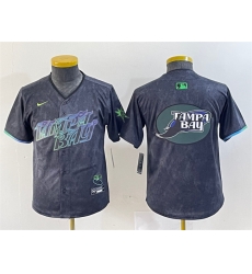 Youth Tampa Bay Rays Team Big Logo Charcoal 2024 City Connect Limited Stitched Baseball Jersey