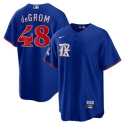 Men Texas Rangers 48 Jacob DeGrom Royal 2023 City Connect Stitched Baseball Jersey