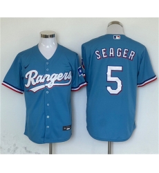 Men Texas Rangers 5 Corey Seager Blue With Patch Cool Base Stitched MLB Jersey