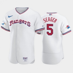 Men Texas Rangers 5 Corey Seager White 50th Anniversary Throwback Flex Base Stitched Jerse