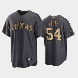 Men Texas Rangers 54 Martin Perez 2022 All Star Charcoal Cool Base Stitched Baseball Jersey