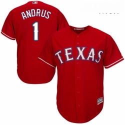 Mens Majestic Texas Rangers 1 Elvis Andrus Replica Red Alternate Cool Base MLB Jersey