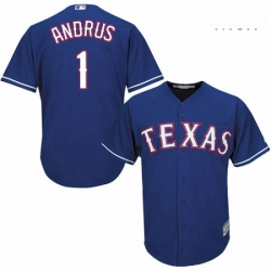 Mens Majestic Texas Rangers 1 Elvis Andrus Replica Royal Blue Alternate 2 Cool Base MLB Jersey