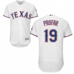 Mens Majestic Texas Rangers 19 Jurickson Profar White Home Flex Base Authentic Collection MLB Jersey